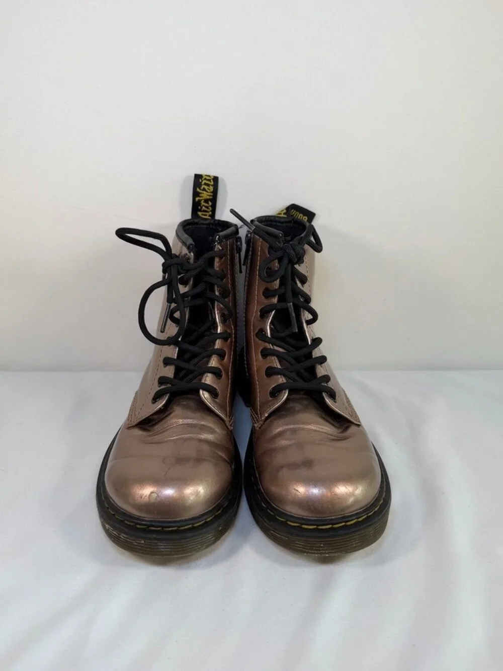 Dr DOC Martens 1460 Metallic Rose Gold Boots Girls US 2